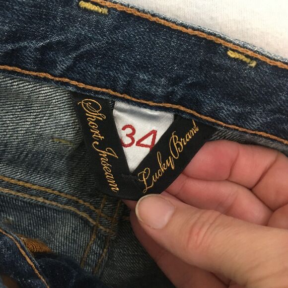 Lucky Brand Mens Blue Denim Relaxed Straight Leg Jeans, 2012 34 Short - Picture 8 of 11